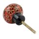 Maroon Black Floral Hand Painted Kashmiri Indian Cabinet Knobs